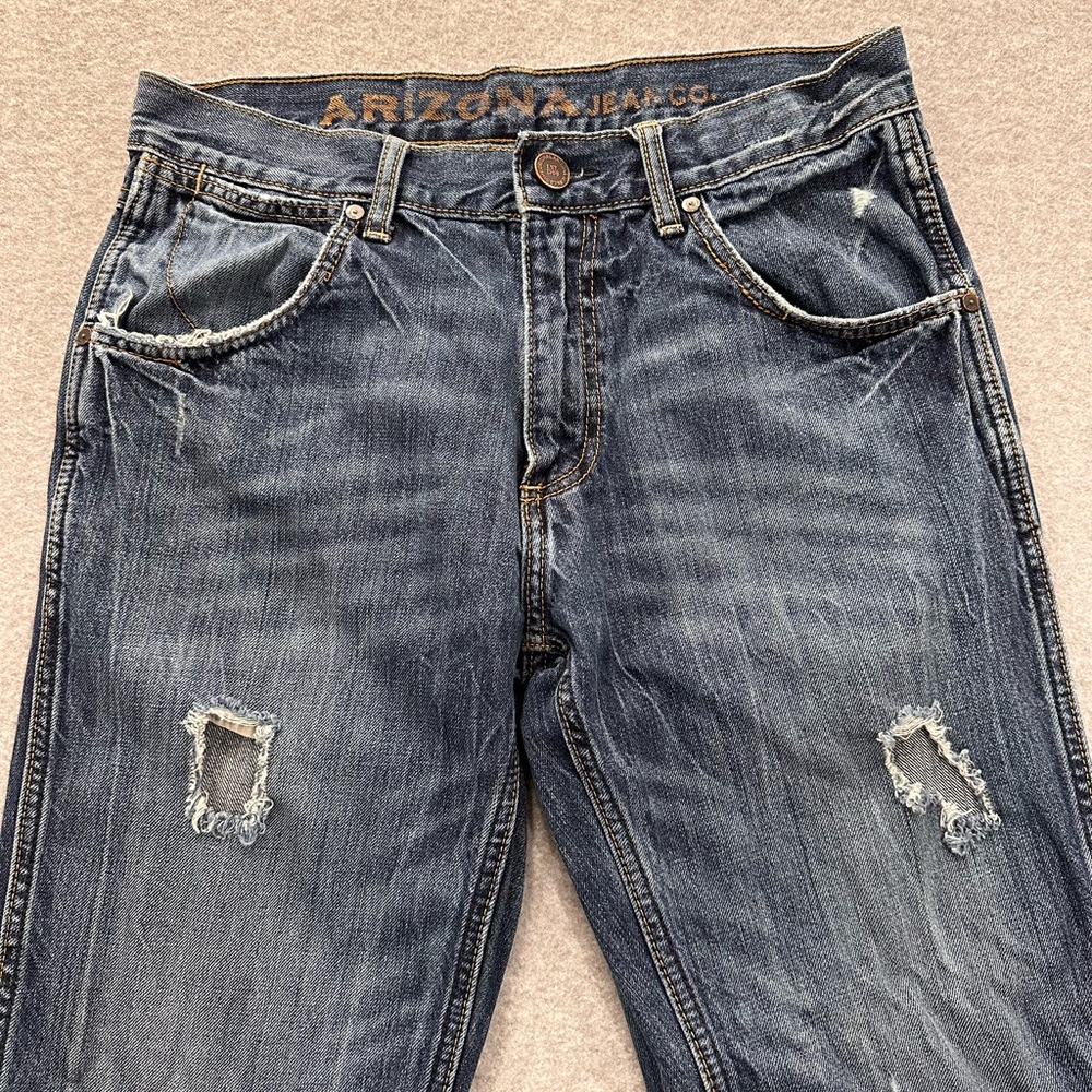 Y2K baggy Arizona Jean Men's Distressed Blue Denim Relaxed Fit